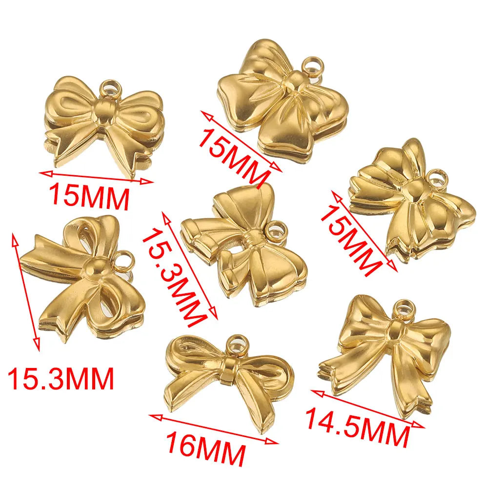 5 Stück Edelstahl Charms Bogen Charm vergoldet Charm DIY Ohrringe Armband Schmuckherstellung Materialien Handwerk Großhandel Bulk