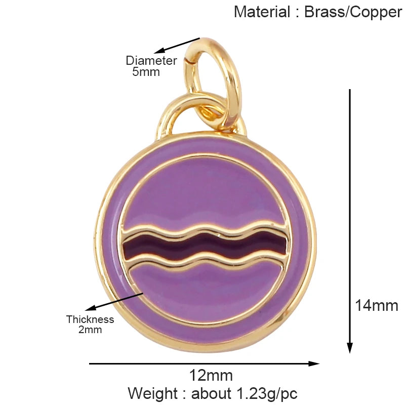 Blaues rundes Herz-Augen-Glücksamulett, türkischer Glücksanhänger, echtes 18 Karat vergoldetes Halsketten-Armband, Schmuckzubehör, S52