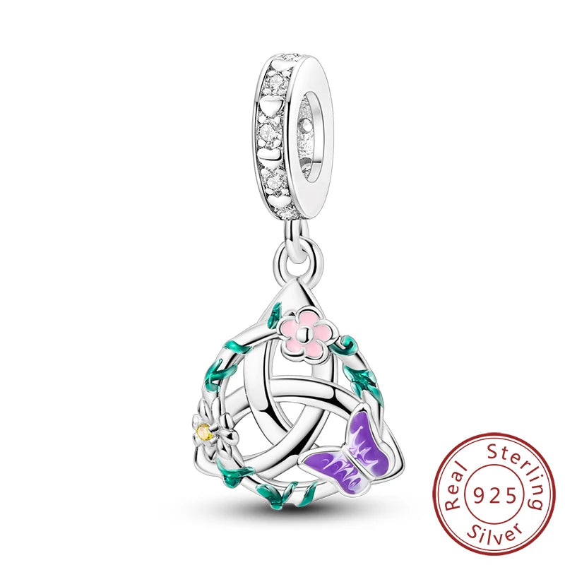 Frühling Charms Perlen Anhänger 925 Sterling Silber Blume Schmetterling Libelle Pilz Charms Fit Armband Frau Mann DIY Schmuck