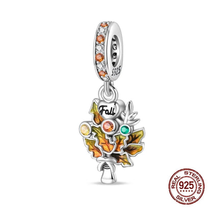 Herbst Neue 925 Sterling Silber Braun Maple Leaf Kürbis Biene Charms Bead Fit 3mm 925 Original Armbänder DIY schmuck Warmes Geschenk