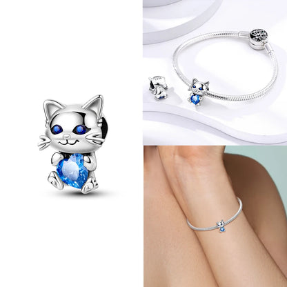 Neue Charms-Perle aus 925er-Sterlingsilber, rosa Schmetterling, leuchtende Glühwürmchen, baumelnd, passend für Armreifen, Halskette, DIY-Schmuck, Frauen-Geschenk