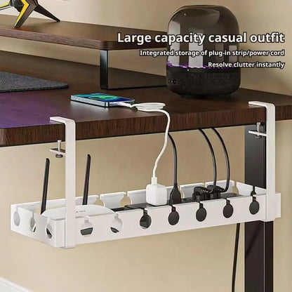Ausziehbares Kabelmanagement-Tablett unter dem Schreibtisch, robust, ohne Bohren, Kabelablage, verstellbare Klemmen, Kabel-Organizer, Kabelversteck, Raceway