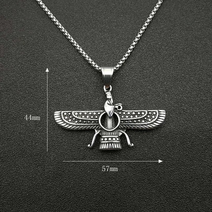 Vintage Punk Stil Iran Faravahar Ahura Mazda Anhänger Halsketten für Männer Frauen 316L Edelstahl Zoroastrian Schmuck Geschenk