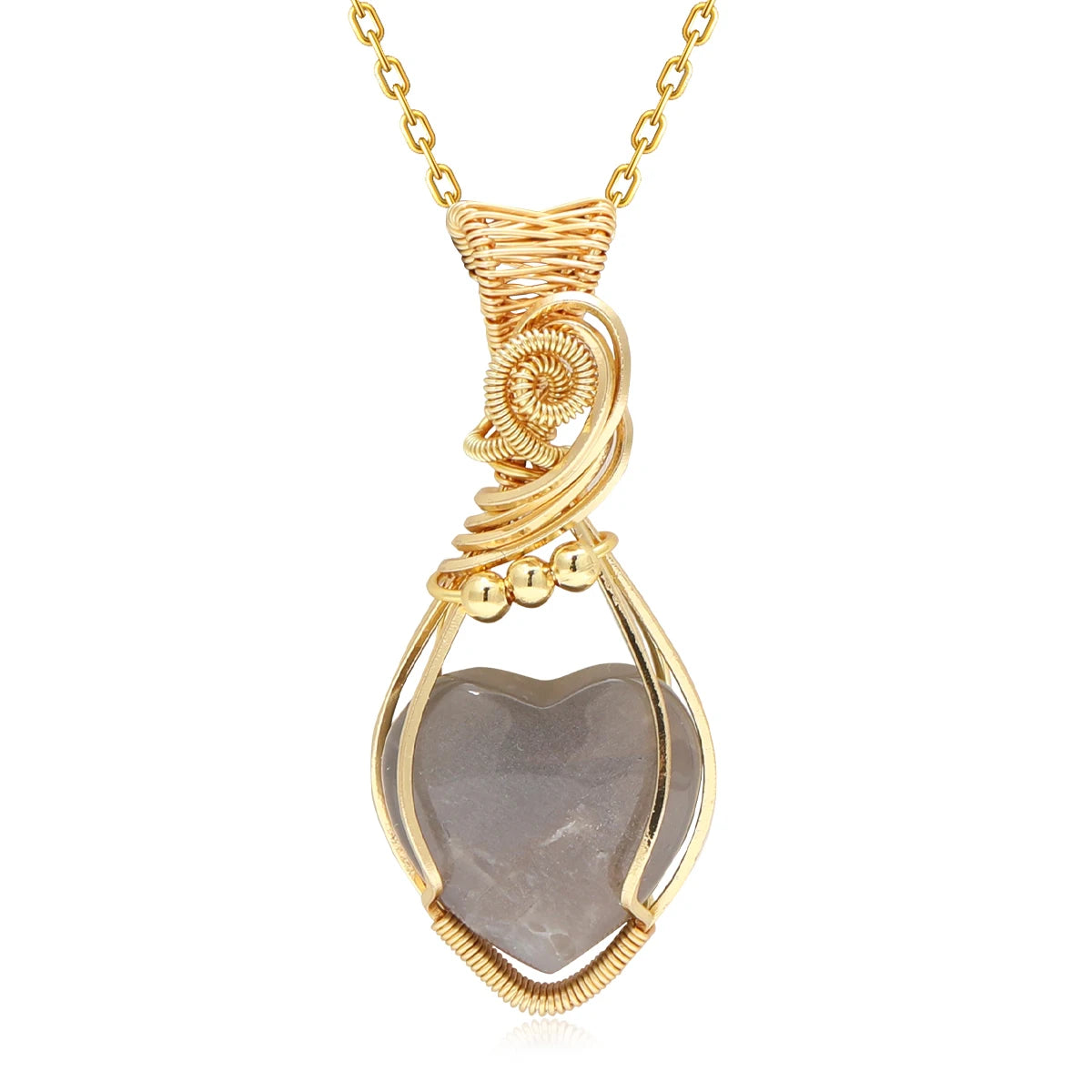 Labradorit Regenbogen Mondstein Edelstein Anhänger Kupferdraht umwickelt Labradorit Schmuck Labradorit Halskette mit Kette und Box
