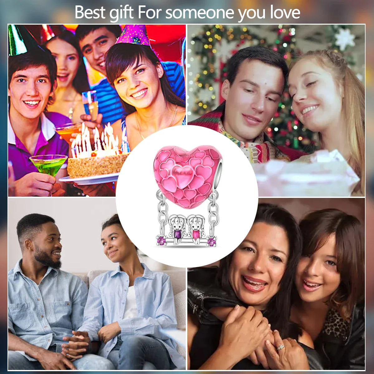 Silber S925 Schwestern Serie Rosa Herz Charme Für Immer Liebe Perlen Fit Original Armband Diy Edlen Schmuck Geschenke für Frauen