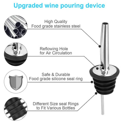 50Pcs Weinausgießer mit Gummi Staub Kappen Edelstahl Alkohol Dispenser Liquor Tüllen Flasche Ausgießer