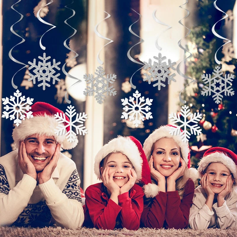 Weihnachtsbaum Schneeflocken Anhänger Dekoration Neujahr Dekor Kunststoff hängende Schneeflocke Baum Ornament für Weihnachtsfeierzubehör