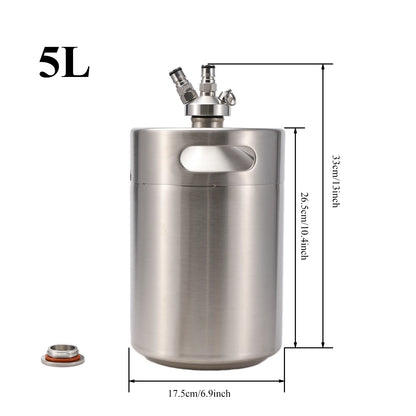 Mini-Fass mit Kugelverschluss, Speer, kohlensäurehaltiger Kappe, 2/4/5 l, Edelstahl 304, einwandig, tragbar, Picknick-Fässer, selbstgebrautes Bierfass