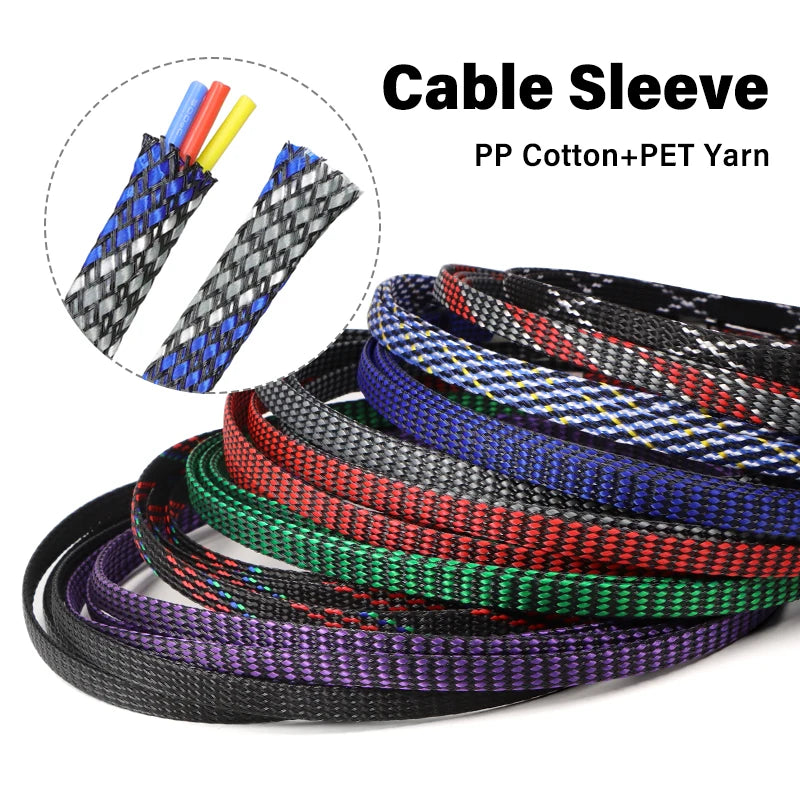 10M/Rolle Neue PET-Garn + PP-Baumwolle Geflochtene Isolierhülle 4mm 8mm 12mm Kabelummantelung Drahtschutz Kabelummantelungsschlauch
