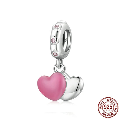 WOSTU 925 Sterling Silber Tier Cat Charm Anhänger Herz Familie Marienkäfer Bee Perlen Fit Original Armband DIY Schmuck Für Frauen