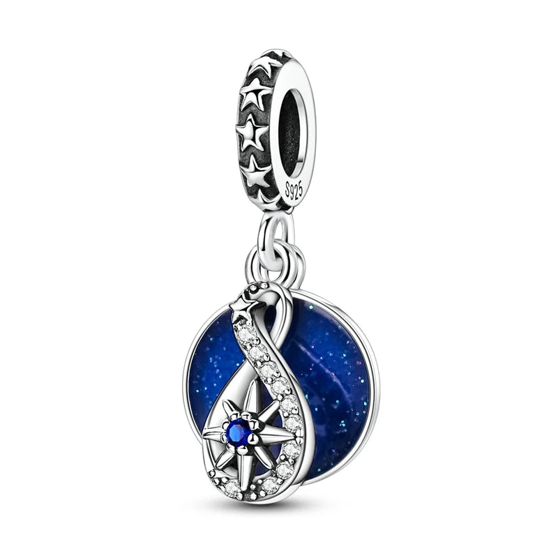 Teufelsaugen-Charm aus 925er Silber, Original-Hand der Fatima, blauer Zirkon, Kreuz, blaue Augen, passend für Armbänder, DIY-Herstellung von Schmuck, Geschenk