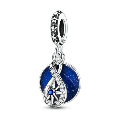 Teufelsaugen-Charm aus 925er Silber, Original-Hand der Fatima, blauer Zirkon, Kreuz, blaue Augen, passend für Armbänder, DIY-Herstellung von Schmuck, Geschenk