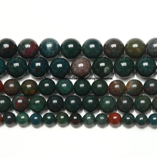 Natürliche Indische Blutstein Runde Edelstein Perlen 15 "Strand 4 6 8 10 12MM Pick Größe Für Schmuck Machen keine. AB15