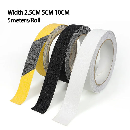 1 Rolle 5 m Anti-Rutsch-Klebeband, Breite 2,5/5,0/10 cm, Anti-Rutsch-Klebeband für Treppen und Stufen, starkes Bodenschleifband, Warnband für Gefahren, Sicherheitsband