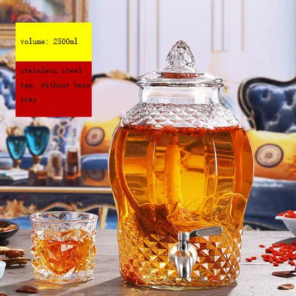 Leere dicke Glas-Enzym-Fass-Weinglas mit Wasserhahn Nicht-Bleiglas Obst traditionelle chinesische Medizin Alkohol flaschen 2,5 l