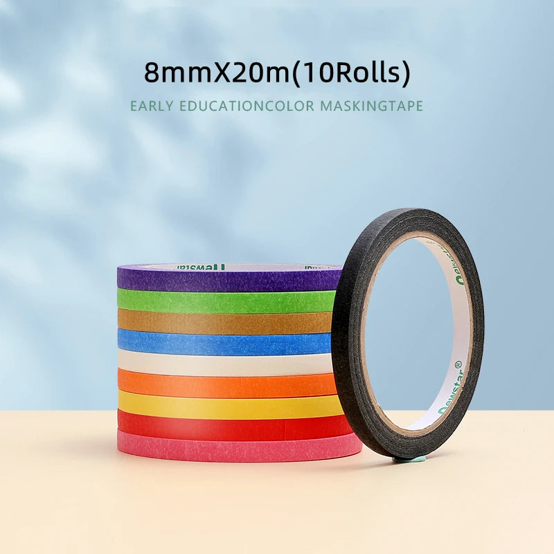 10 Rollen Krepppapier-Klebeband, 20 m Länge, handschriftlich, schützt die Wandmalerei, Zeichnung, keine Spuren, Abdeckband