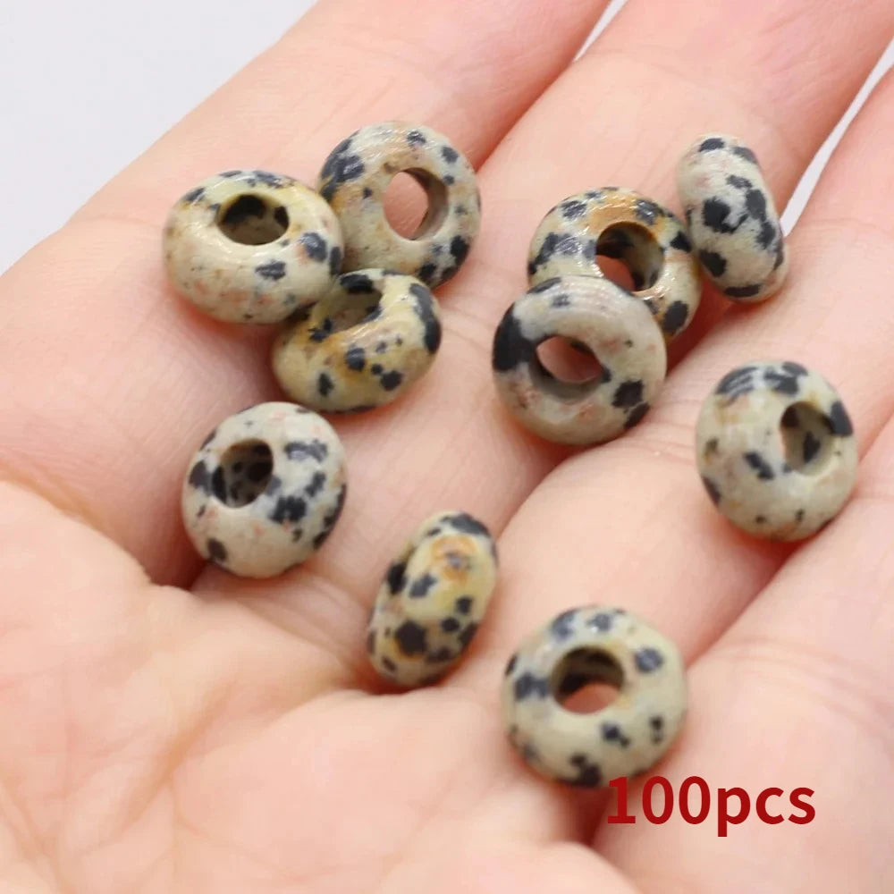 Großhandel 100 Stück Natursteinperlen, großes Loch, Abacus-Form, Agts-Steinperlen für die Herstellung von Schmuck, Halsketten, Loch 4 mm, Größe 5 x 10 mm
