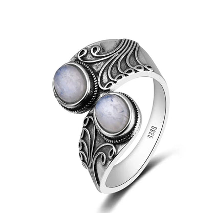 Punk-Hiphop-Ring aus 925er-Sterlingsilber, neues Design, mit zwei Amethysts, für Männer und Frauen, Schmuck, Party, Geburtstag, Geschenk