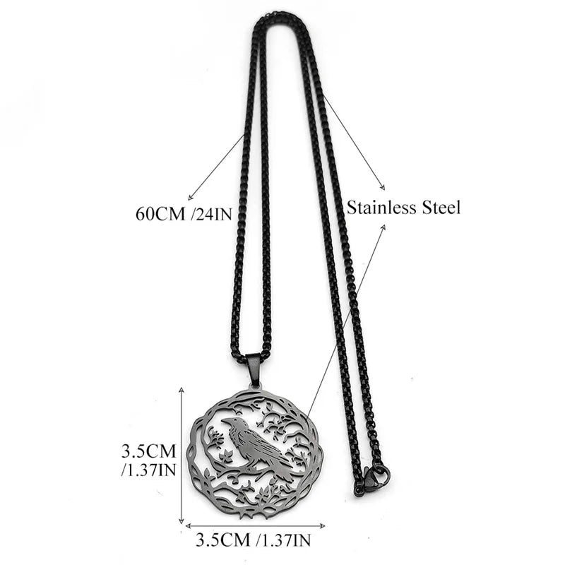 Hohle Krähe Rabe Vögel Anhänger Halskette Frauen Männer Edelstahl Schwarz Farbe Liebe Blume des Lebens Ritter Kette Schmuck Geschenke
