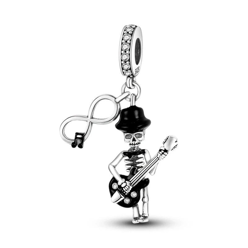 Charms aus 925er-Sterlingsilber, Perlen, Totenkopf, Apfel, baumelnd, passend für Original-Armbänder, DIY-Schmuck, Geschenke