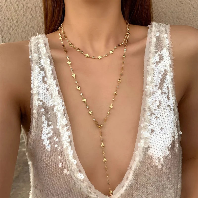 Bohemian Sexy Lange Y-förmige Halskette für Frauen Y2K Ästhetische Metall Schlüsselbein Kette Gold Farbe Halsband Urlaub Partei Schmuck geschenke