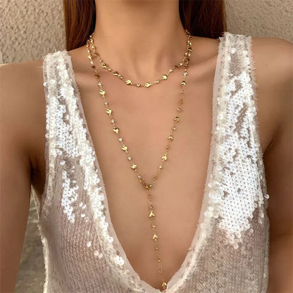 Bohemian Sexy Lange Y-förmige Halskette für Frauen Y2K Ästhetische Metall Schlüsselbein Kette Gold Farbe Halsband Urlaub Partei Schmuck geschenke