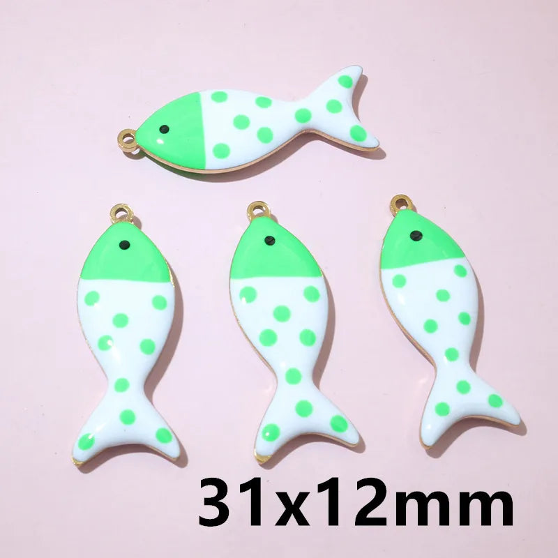 10 Stück Edelstahl Emaille Fisch Charms Anhänger 31x12mm DIY Schmuck Making Zubehör Erkenntnisse für Halsketten Ohrringe Armbänder
