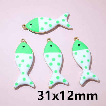 10 Stück Edelstahl Emaille Fisch Charms Anhänger 31x12mm DIY Schmuck Making Zubehör Erkenntnisse für Halsketten Ohrringe Armbänder