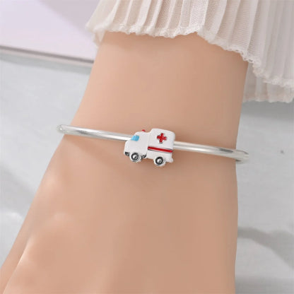 Klassische Krankenwagenperlen und Pillen-Stethoskop-Medizinbox aus 925er-Sterlingsilber, baumelnder Charm, passend für Armbänder, Krankenschwester-Tag-Anhänger, Geschenke