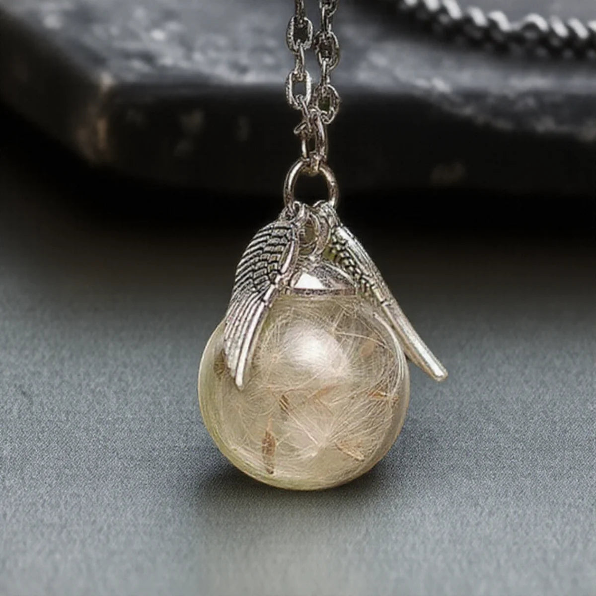 Löwenzahn-Halskette, echter Löwenzahn-Glaskugel-Anhänger, Wunsch-Halskette, Natur-Schmuck für Frauen, Geschenk