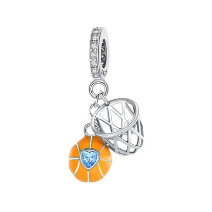 Kürbishaus-Perlen und Kuchen-Donut-Herzform aus 925er-Sterlingsilber, dreifach baumelnder Charm, passend für Armbänder, goldene orangefarbene Anhänger-Geschenke