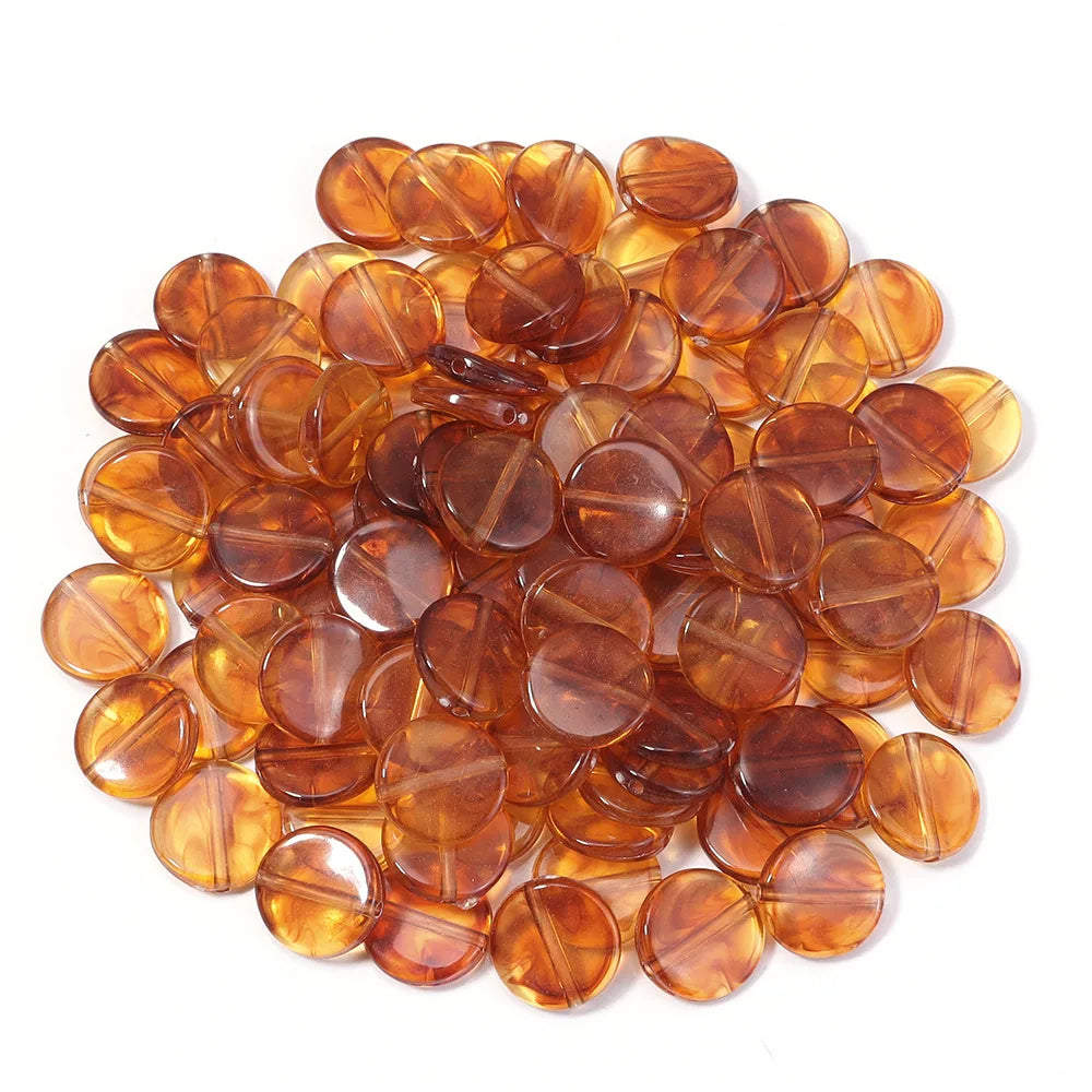 10–100 Stück quadratische Herzröhre, rund, bernsteinfarben, Acryl, lose Abstandshalter, Perlen für DIY-Schmuckherstellung, Armband, Anhänger, Zubehör
