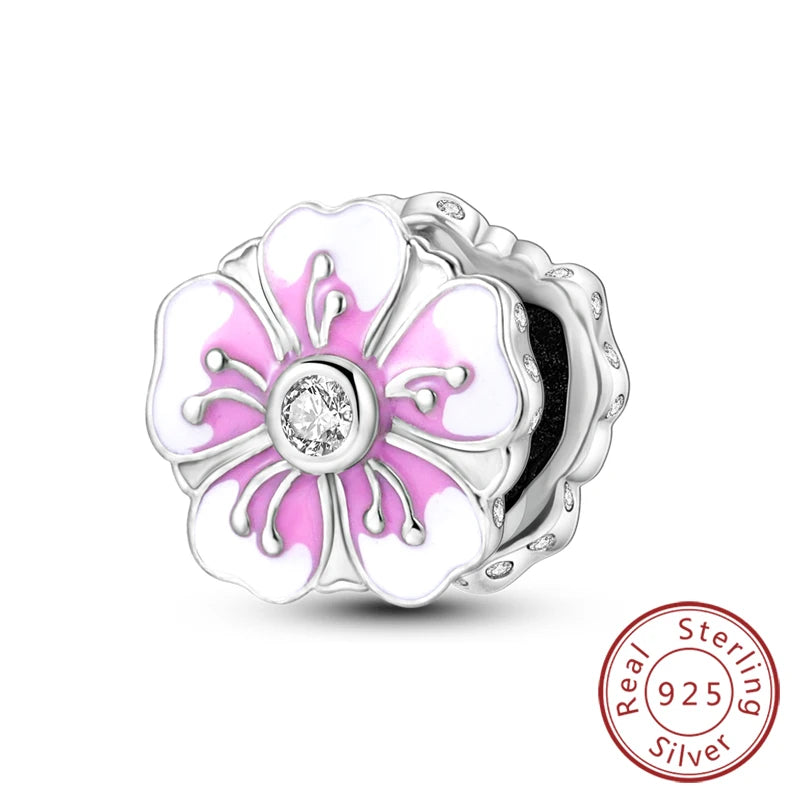 Frühling Charms Perlen Anhänger 925 Sterling Silber Blume Schmetterling Libelle Pilz Charms Fit Armband Frau Mann DIY Schmuck