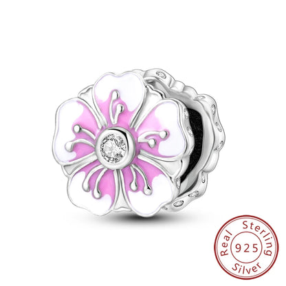 Frühling Charms Perlen Anhänger 925 Sterling Silber Blume Schmetterling Libelle Pilz Charms Fit Armband Frau Mann DIY Schmuck