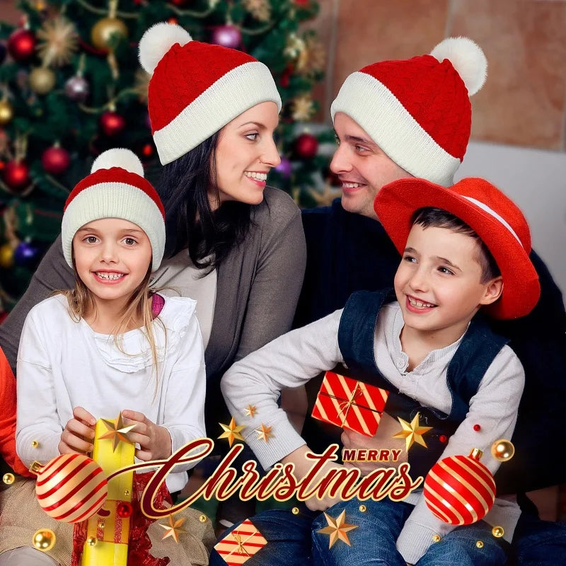 Weihnachten Weihnachten Santa Neujahr Hut Outdoor Winter Warme Häkeln Stricken Mützen Schädeldecke Pompom Kappe Motorhaube Party Geschenke Für Erwachsene Kinder