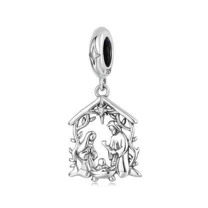 WOSTU Anhänger „Jesus-Krippe“ aus 925er-Sterlingsilber, „Die Geburt Jesu“, passend für Armbänder, Halsketten, DIY, einzigartiges Geschenk