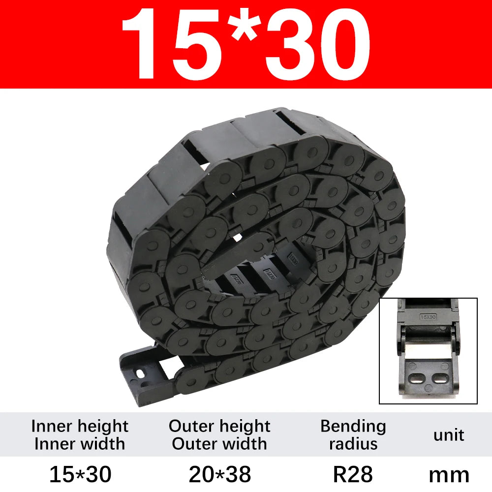 Kunststoff-Kabelkette, 1000 mm Drahtträger-Schleppkette mit Endverbinderketten für CNC-Fräsmaschine, CNC-Kabelkanal
