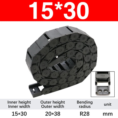 Kunststoff-Kabelkette, 1000 mm Drahtträger-Schleppkette mit Endverbinderketten für CNC-Fräsmaschine, CNC-Kabelkanal