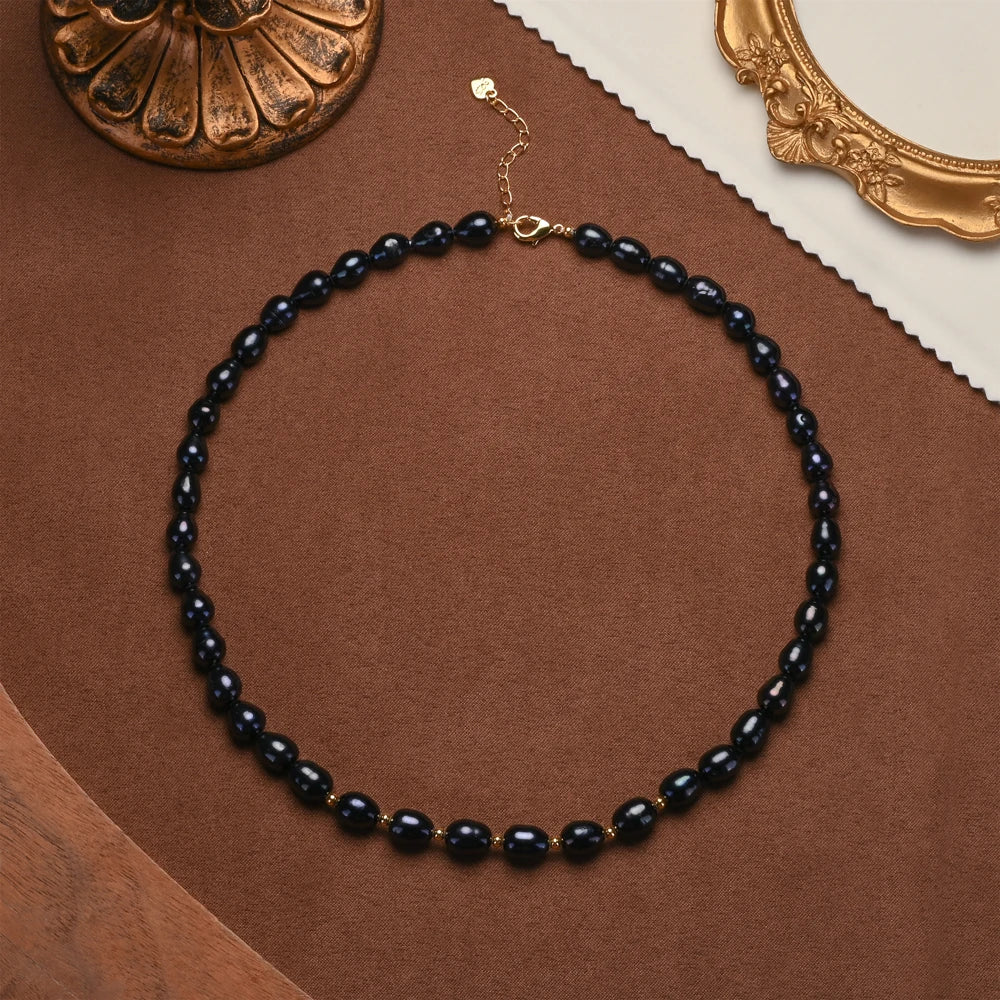 HENGSHENG 6–7 mm Reisform, Süßwasser, Weiß, Rosa, Lila, gemischte Farben, Perlenkette, 925er Sterlingsilber, Schmuck für Frauen und Mädchen