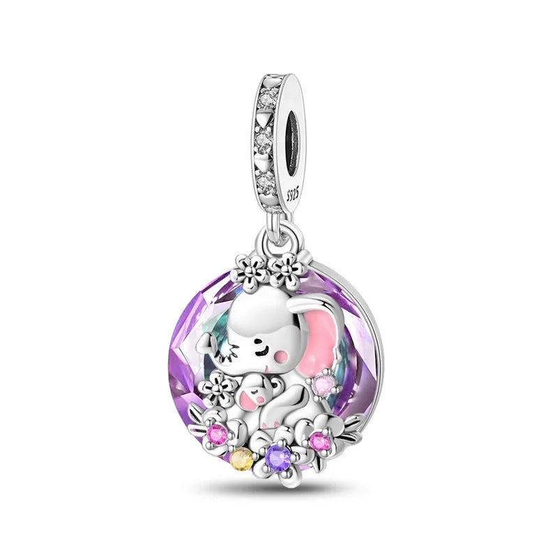 Lila Serie 925 Sterling Silber Maiglöckchen Rose Meerjungfrau Hexenhut Charm Passend für DIY Armband Halskette Charmante Geschenke
