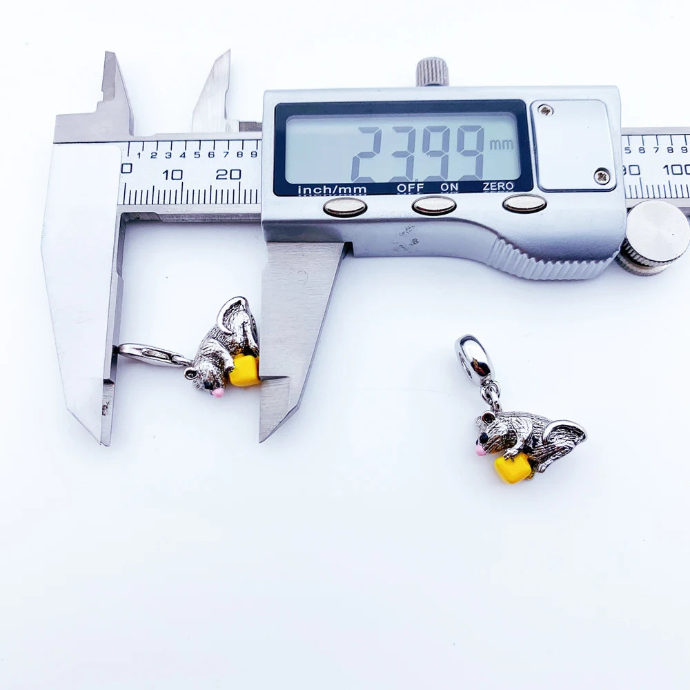 Maus- und Käse-Charms-Anhänger, passend für Europa-Armbänder, europäischer Stil, 925er Sterlingsilber, süßer Modeschmuck, Club für Damen und Herren