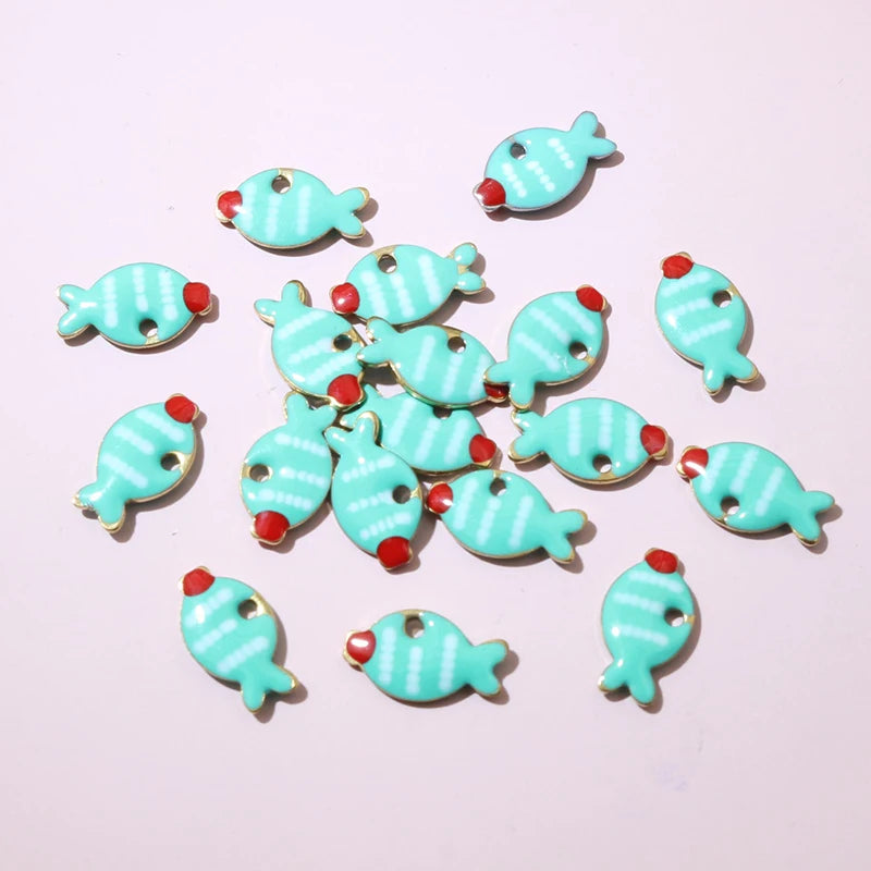 20 Stück 10x6mm Edelstahl Emaille Fisch Charms Anhänger niedlich klein Edelstahl DIY Schmuck Herstellung Zubehör Ergebnisse
