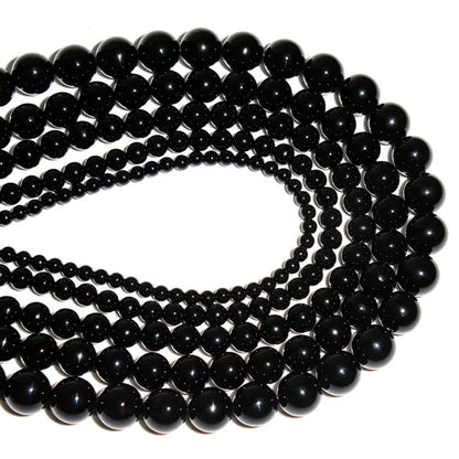 Großhandel Schwarz Onyx Achat Runde Naturstein Perlen Für Schmuck Machen DIY Armband Halskette Charms 4/6/8/10/12/mm Strang 15''