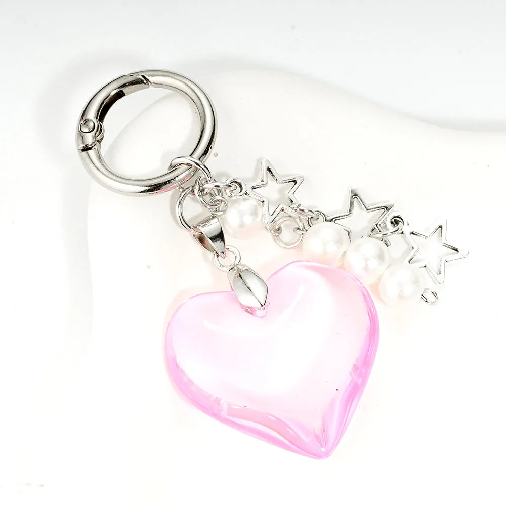Schlüsselanhänger Y2K Rotes Herzförmiges Perlen-Valentinstaggeschenk Neues Design Geldbörsen-Charm Auto Goth Vintage Niedlicher Schlüsselanhänger Accessoire
