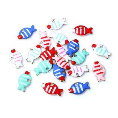 20 Stück 10x6mm Edelstahl Emaille Fisch Charms Anhänger niedlich klein Edelstahl DIY Schmuck Herstellung Zubehör Ergebnisse