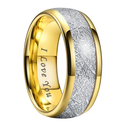 iTungsten 6/8mm Männer Frauen Helle Verlobung Hochzeit Band Wolfram Meteorit Ring Modeschmuck I Love You Graviert