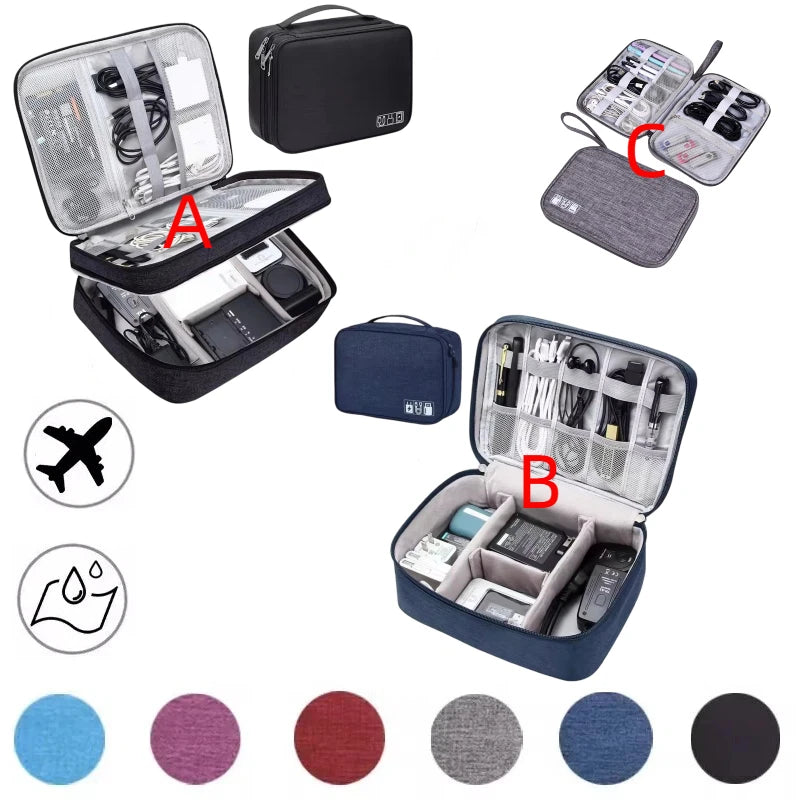 Kabel-Aufbewahrungstasche Wasserdichte Digitale Elektronik-Aufbewahrungstasche Reise-USB-Datenkabel-Ladegerät-Stecker-Organizer