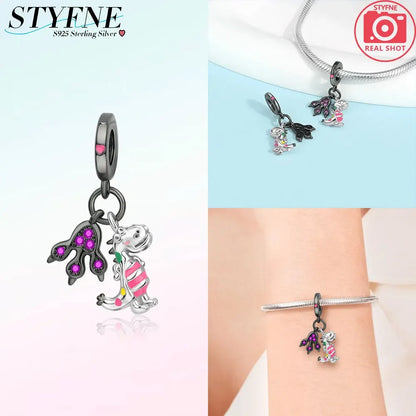 Charms der Drachen-Serie, 925er Silber, Flugsaurier, Tyrannosaurus, Chamäleon-Charm-Anhänger, passend für Original-Armbänder, DIY-Schmuckherstellung