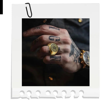 YILUOCD Siegel der sieben Erzengel-Ringe für Männer Der Schlüssel des Salomon-Rings Kabbalah Talisman Amulett Edelstahl Herrenschmuck