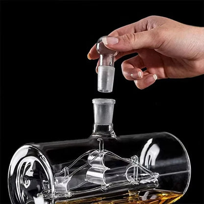 Kemorela 1 Set kreative antike Bootsform Dekan ter Rotwein Whisky Glas Dekan ter 1 Halterung 1 Dekan ter 4 Tasse Kombination sset